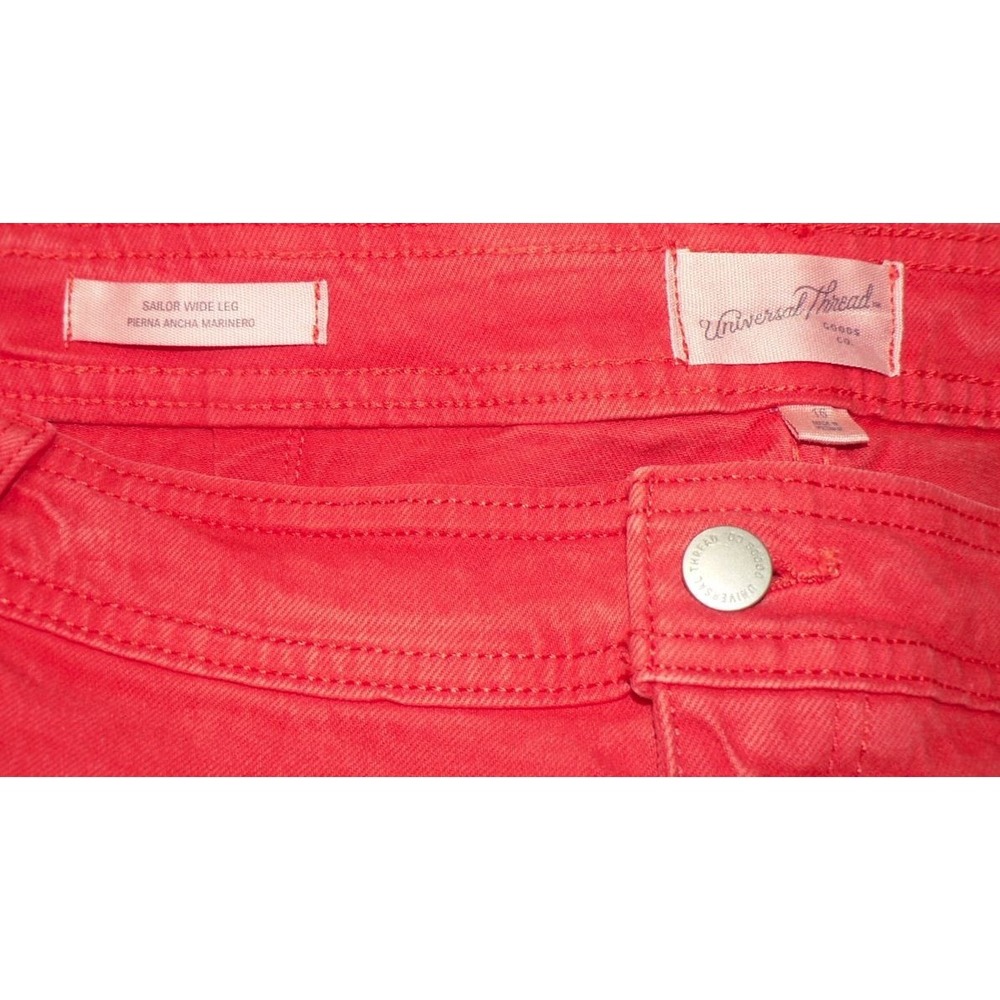 Universal Thread Women's High Rise Sailor Wide Leg Ankle Jeans‎ in Red Size 16 - Picture 10 of 11